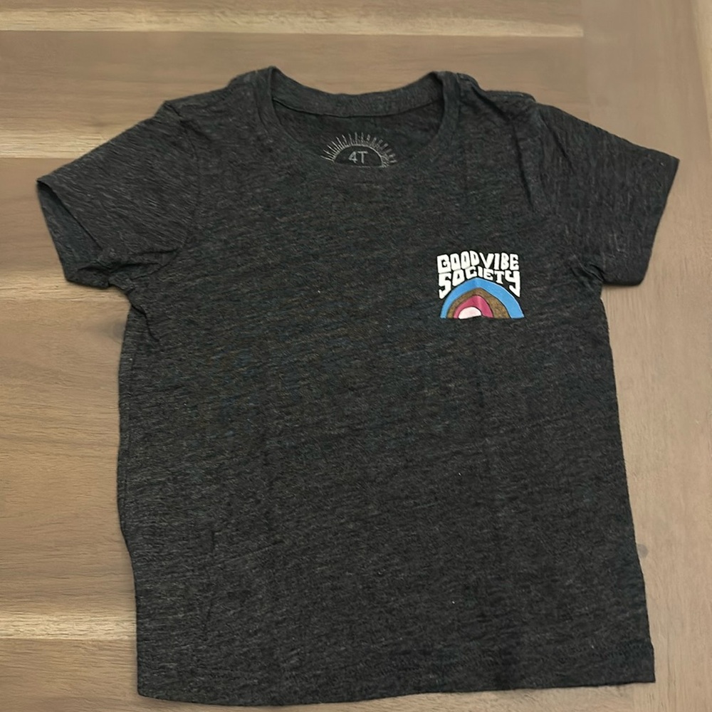 Spiritual Gangster Charcoal Grey Good Vibe Society T-shirt with rainbow design